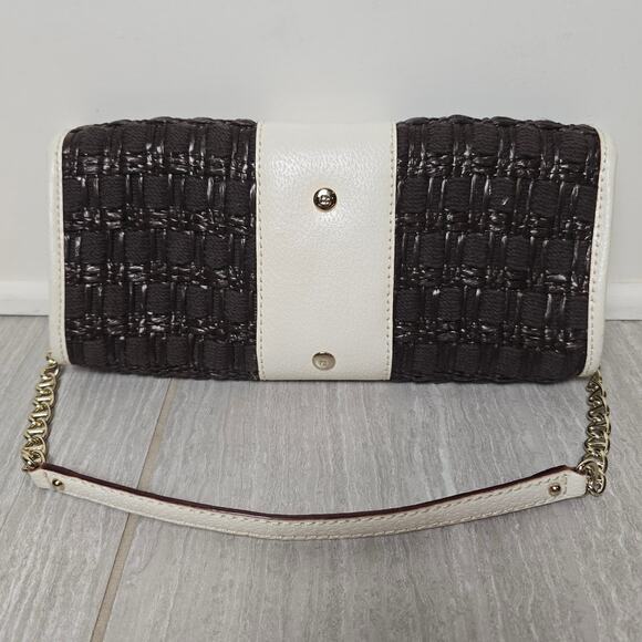 Kate Spade Woven Clutch Bag Shoulder Brown/White NWOT - Picture 3 of 12